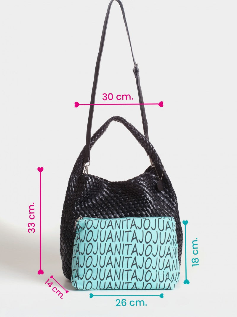 Set Lazo: Cartera Mediana + Sobre Pouch Rectangular Negro